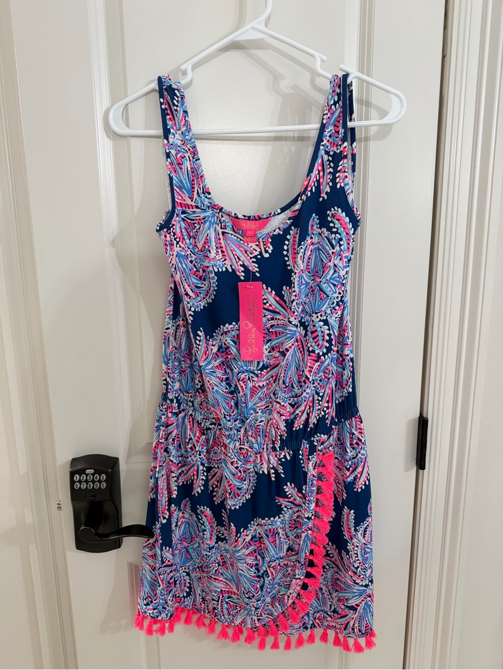 NWT Lilly Pulitzer Jarrett Romper with Pink Paisley Print and Tassel Trim